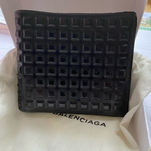 Mens black Balenciaga grid style wallet